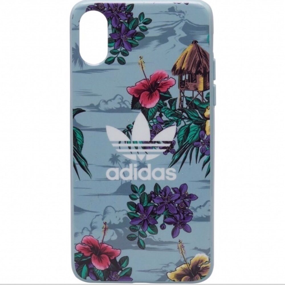 ADIDAS Tropical Blue Floral iPhone X Hard Case